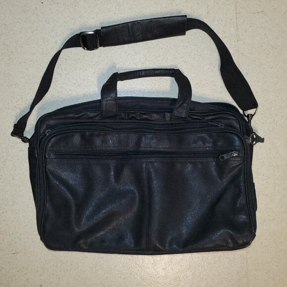 Unisex Faux Leather Travel Bag Shoulder Strap W/Mega Storage Pockets and Zippers - Picture 4 of 6